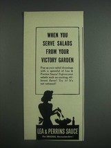 1943 Lea &amp; Perrins Worcestershire Sauce Ad - Salads From Your Victory Garden - £14.48 GBP