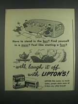 1943 Lipton Tea Ad - Cartoon by Roland Coe - Have to Stand in The Bus? - £14.72 GBP