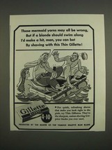 1944 Gillette Razor Blades Ad - Those mermaid yarns may all be wrong - $18.49