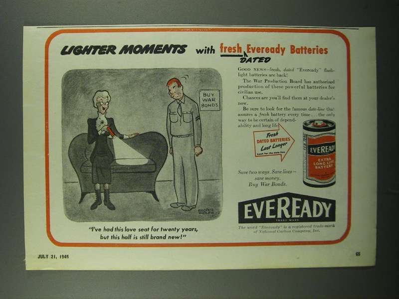 1945 Eveready Batteries Ad - Cartoon by George Wolfe - $18.49