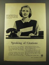 1946 Bell Telephone System Ad - Speaking of Citations - $18.49