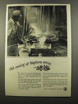 1947 Bell Telephone System Ad - He&#39;s Cooking Up Service - £14.45 GBP