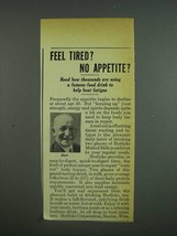1947 Horlicks Malted Milk Ad - Feel tired? No appetite? - £14.78 GBP