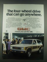 1985 GMC S-15 Jimmy Ad - Can Go Anywhere - $18.49