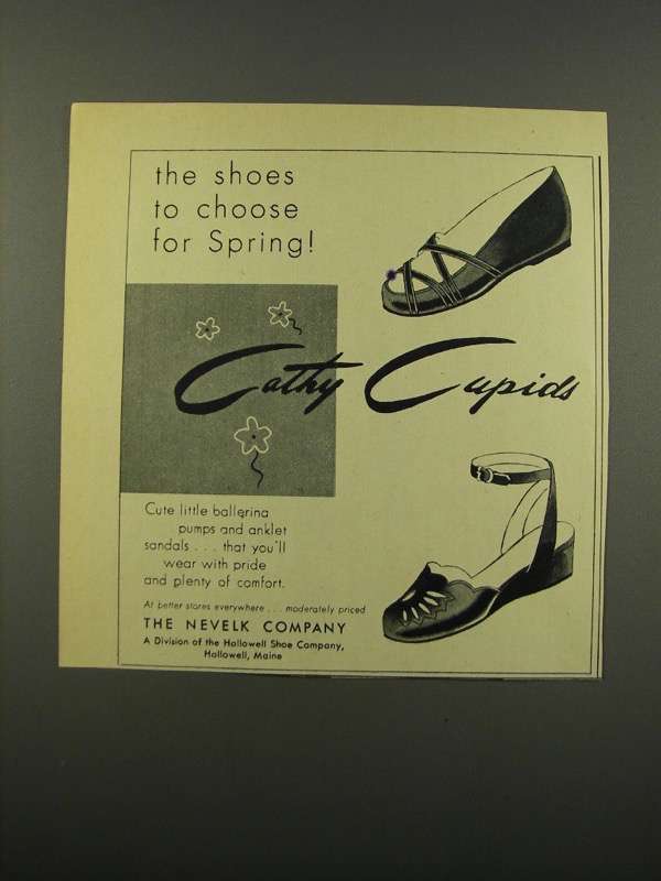 Primary image for 1949 Nevelk Cathy Cupids Shoes Ad - Choose For Spring