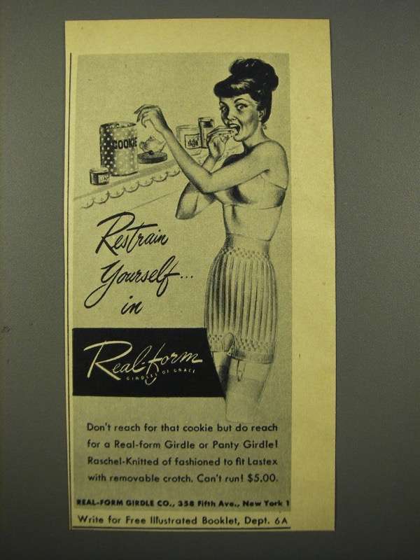 1949 Real-Form Girdle Ad - Restrain Yourself In - $18.49