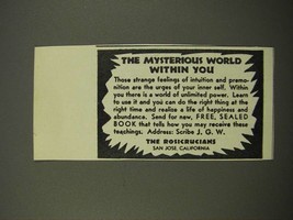 1949 The Rosicrucians Ad - Mysterious World Within You - $18.49