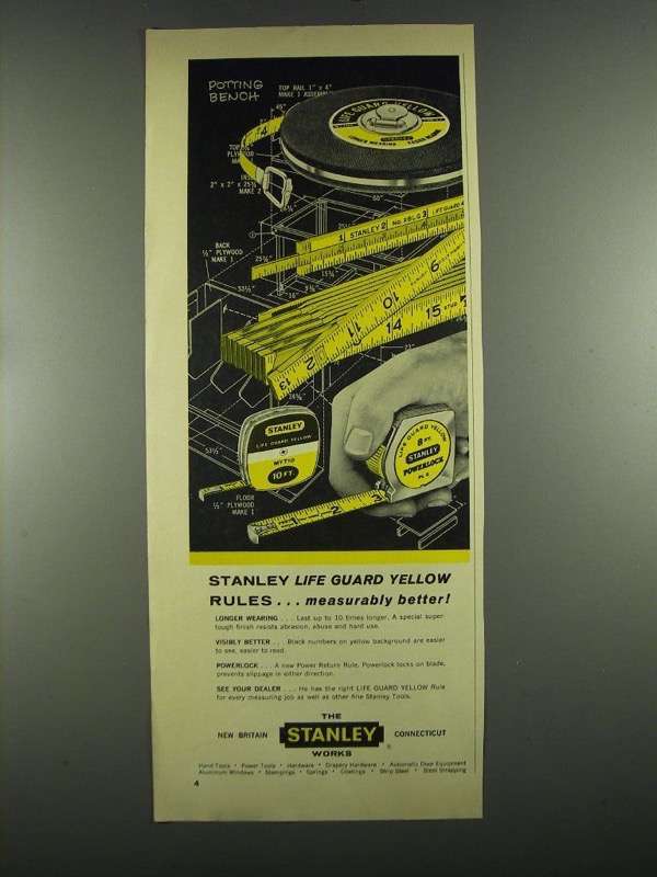 1963 Stanley Life Guard Yellow Rules Ad - Better - £14.77 GBP