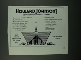 1976 Howard Johnson&#39;s Ad - Motor Lodge and Restaurant - £14.55 GBP