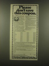 1985 Christian Children&#39;s Fund Ad - Sally Struthers - £14.54 GBP