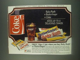 1985 Coke Soda and Butterfinger &amp; Baby Ruth Candy Bars Ad - £14.87 GBP