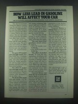 1985 GM General Motors Ad - Less Lead in Gasoline - £14.49 GBP