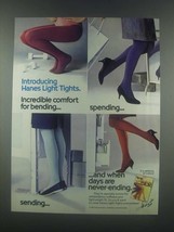 1985 Hanes Light Tights Ad - Comfort for Bending - $18.49