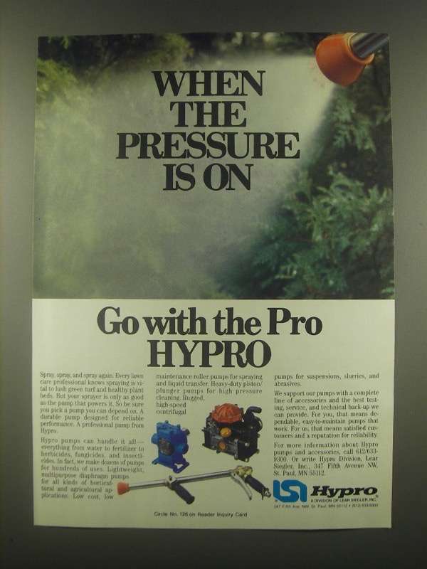 1985 Lear Siegler Hypro Ad - When the Pressure is On - £15.21 GBP