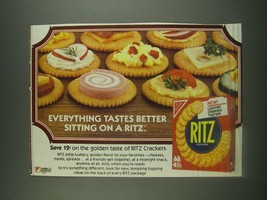 1985 Nabisco Ritz Crackers Ad - Everything tastes better sitting on a Ritz - $18.49