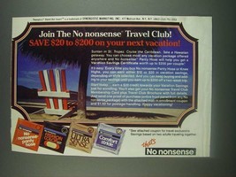 1985 No Nonsense Panty Hose Ad - Join the No nonsense travel club! - £14.86 GBP