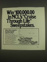 1985 Norwegian Caribbean Lines Cruise Ad - Cruise through Life sweepstakes - £14.78 GBP