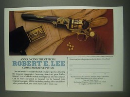 1985 United States Historical Society Robert E. Lee Commemorative Pistol Ad - $18.49