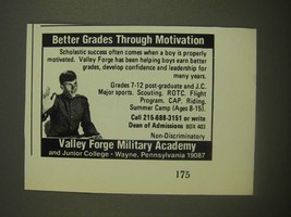 1985 Valley Forge Military Academy Ad - Better grades through motivation - £14.78 GBP