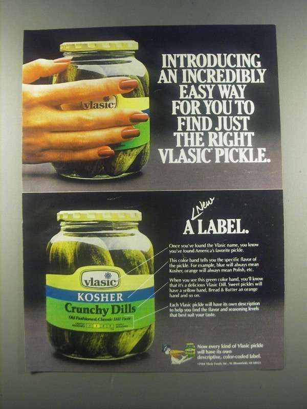Primary image for 1985 Vlassic Kosher Crunchy Dills Ad - An Easy Way