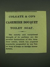 1885 Colgate &amp; Co&#39;s Cashmere Bouquet Toilet Soap Ad - £14.26 GBP