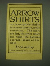 1915 Arrow Shirts Ad - Suitable for City or Country - £14.44 GBP