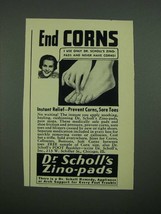 1938 Dr. Scholl&#39;s Zino-Pads Ad - End Corns - £14.46 GBP