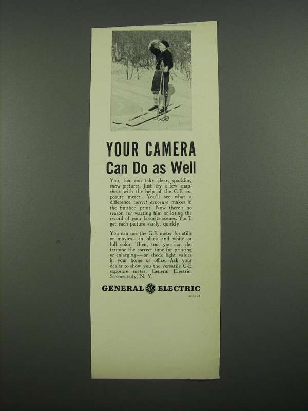 1938 General Electric Exposure Meter Ad - Your Camera Can Do As Well - $18.49