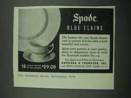 1938 Spode Blue Elaine Dinnerware Ad - £14.73 GBP
