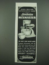 1938 Sunbeam Mixmaster Ad - Over a Million Enthusiastic Users - £14.78 GBP