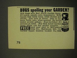 1939 McCormick Red Arrow Garden Spray Ad - Bugs Spoiling Your Garden? - $18.49