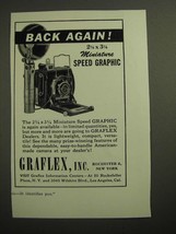 1946 Graflex 2 1/4 x 3 1/4 Miniature Speed Graphic Ad - Back Again - £14.78 GBP