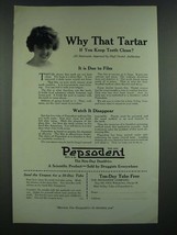 1919 Pepsodent Tooth paste Ad - Why That Tarter - £14.44 GBP