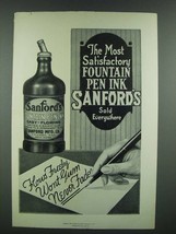 1919 Sanford&#39;s Fountain Pen Ink Ad - Most Satisfactory - £14.46 GBP