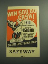 1936 Safeway Grocery Store Ad - Win $500.00 Cash! - £14.54 GBP