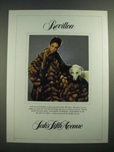 1982 Saks Fifth Avenue Revillon Natural Golden Russian Sable Fur Coat Ad - £14.46 GBP