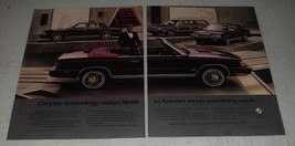 1986 Chrysler LeBaron Ad - Makes Made In America Mean Something Again - £14.50 GBP