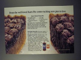 1986 Karo Syrup Ad -  Pecan Pie, Chocolate Pecan Pie &amp; Pumpkin Pecan Pie recipes - £14.54 GBP