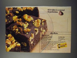 1986 Nestle Semi-Sweet Chocolate Morsels Ad - No Bake Fudge Brownies recipe - $18.49