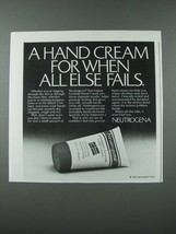 1986 Neutrogena Norwegian Formula Hand Cream Ad - When All Else Fails - £14.45 GBP