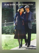 1986 Pendleton Country Clothes Ad - Classic Peacoat, Challis Skirt, Cowl, Beret  - £14.78 GBP