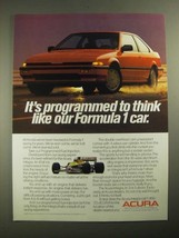1987 Acura Integra Ad - It&#39;s Programmed to Think Like Formula 1 Car - £14.50 GBP