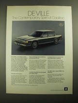1987 Cadillac De Ville Ad - The Contemporary Spirit - £14.77 GBP