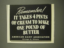 1948 American Dairy Association Ad - 4 Pints of Cream to Make Pound of Butter - £13.82 GBP