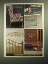 1987 Ethan Allan Furniture Ad - Wing Chair, Brass Table, Country Craftsman Bed - $18.49