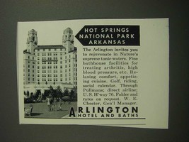 1950 Arlington Hotel and Baths Ad - Hot Springs National Park - £14.77 GBP
