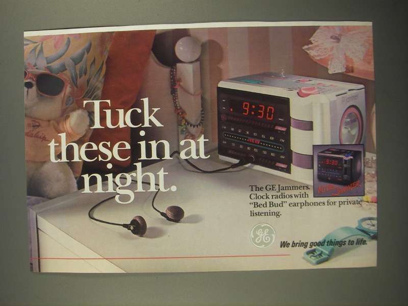 1987 GE Jammers Clock Radios Ad - Tuck These in at Night - $18.49