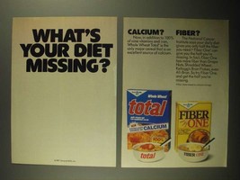 1987 General Mills Total and Fiber One Cereal Ad - Diet Missing - £14.78 GBP