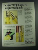 1987 Parfums de Coeur Designer Imposters Perfume Ad - £14.65 GBP