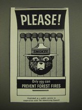 1964 U.S. Forest Service Ad - Smokey the Bear - Please! - £14.74 GBP